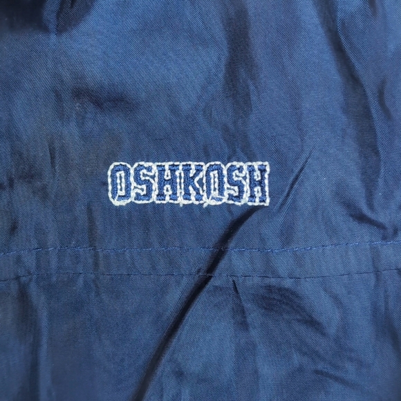 Vintage Oshkosh 12M Navy Blue Full Zip Windbreaker Hooded Track Jacket Lined - Picture 5 of 6